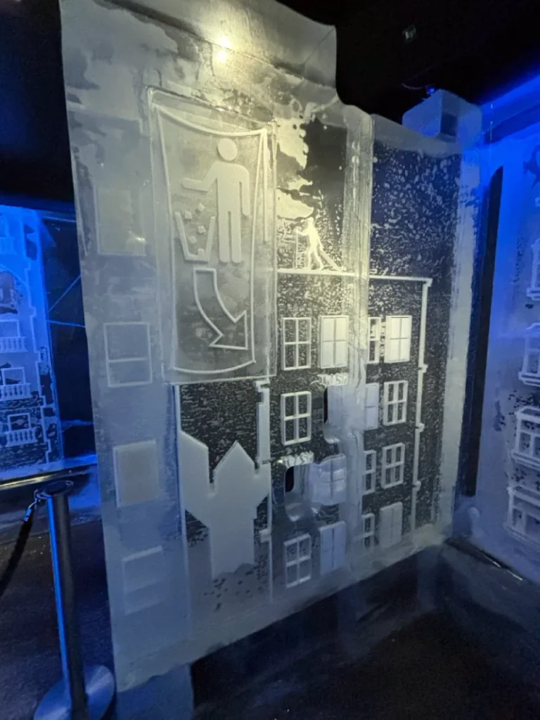 Ice sculpture inside ICEBAR Stockholm during our visit