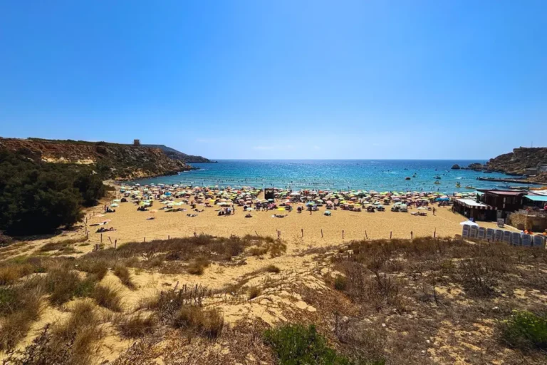 Golden Bay, a beautiful sandy beach with clear blue waters