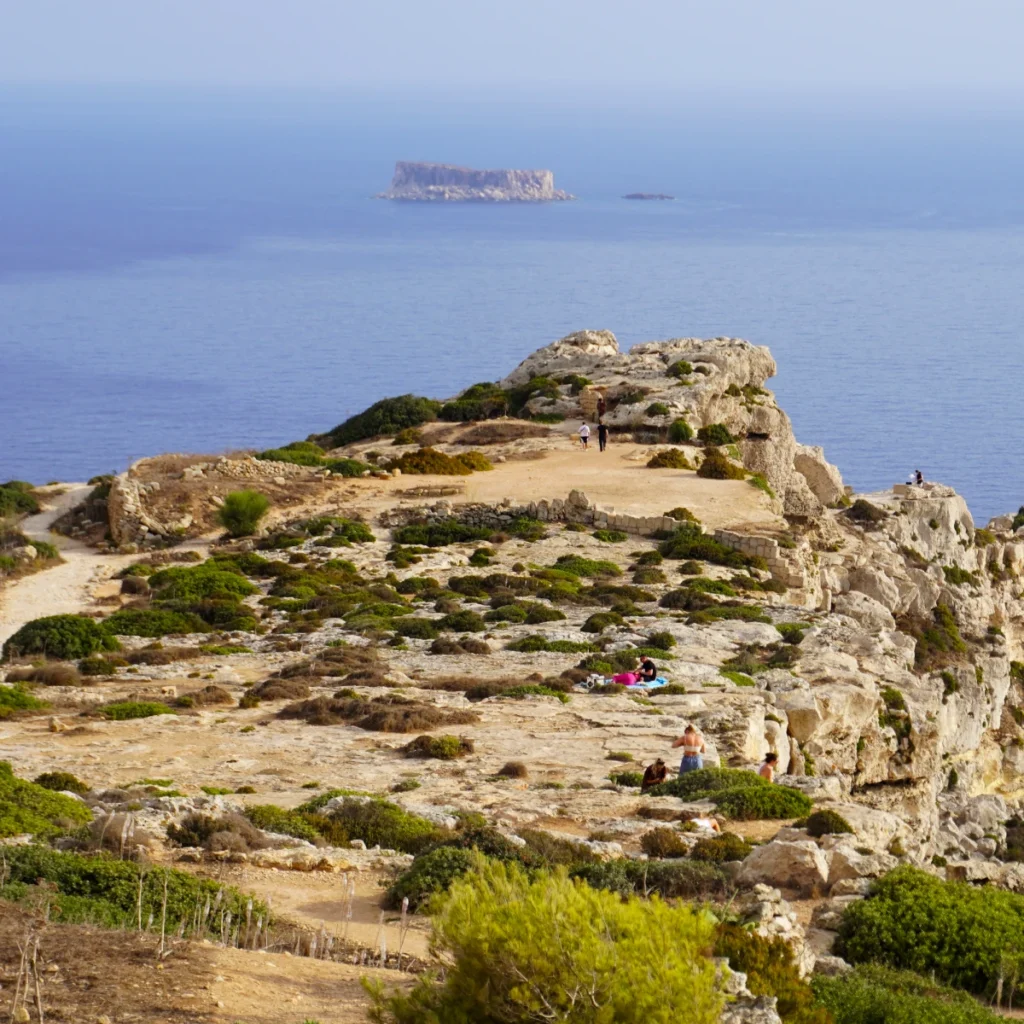 Rocky coastal cliffs overlooking the Mediterranean Sea in Malta